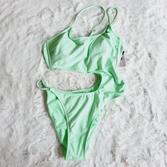 Wild Fable Women's One Shoulder Cut Out One Piece Swimsuit BT7-EH - Picture 2 of 5